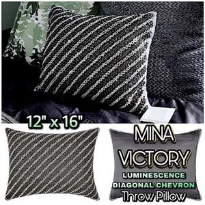 NWT - MINA VICTORY - Luminescence Diagonal Chevron Beaded Throw Accent Pillow